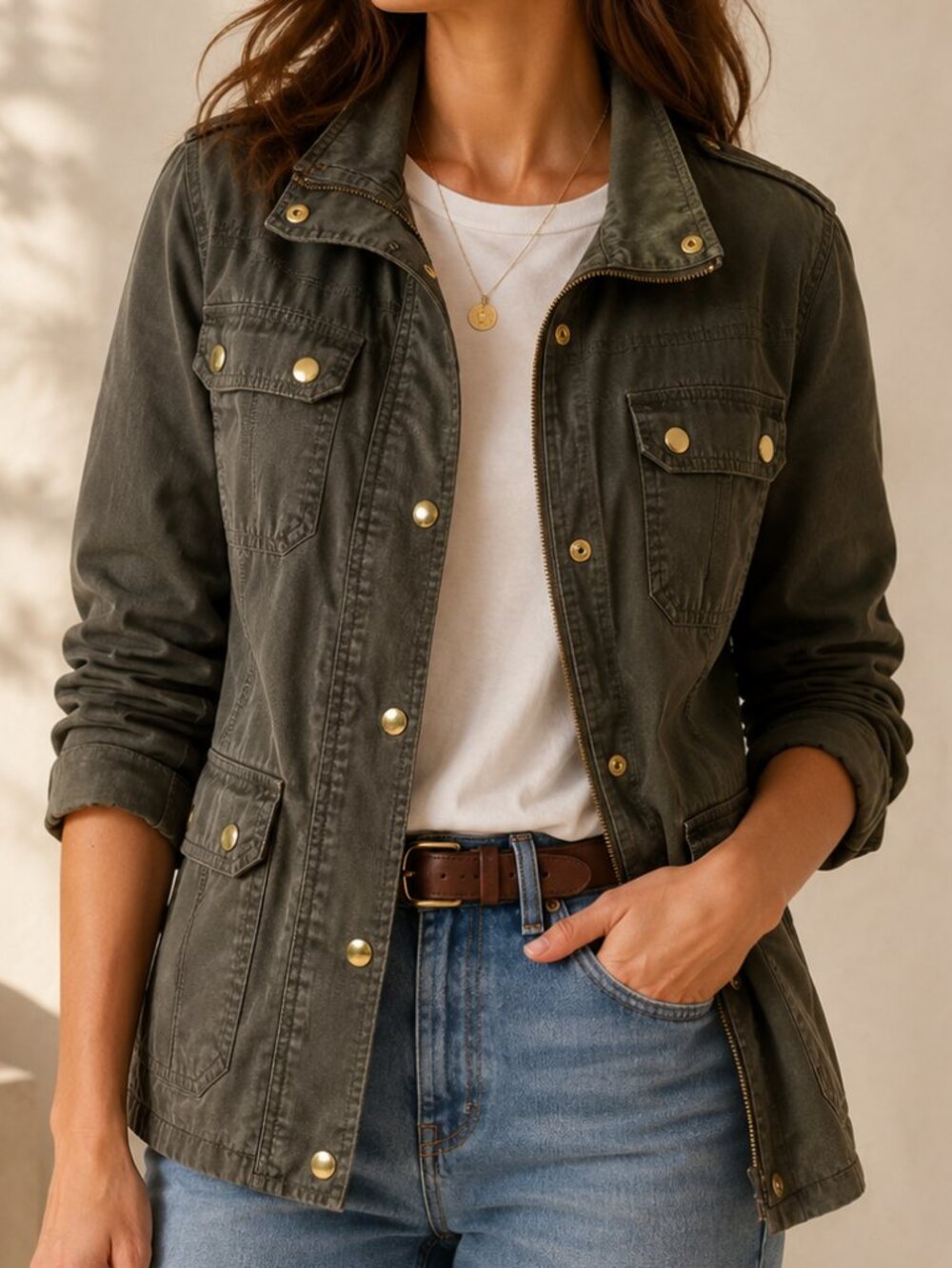 J. Crew Utility Field Jacket Olive Green Relaxed Fit Small